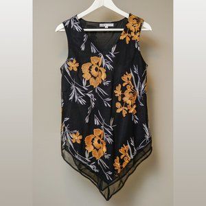 Cleo Elegant Embroidered Floral Tank Top - Size S (Fits between Sm and Med)